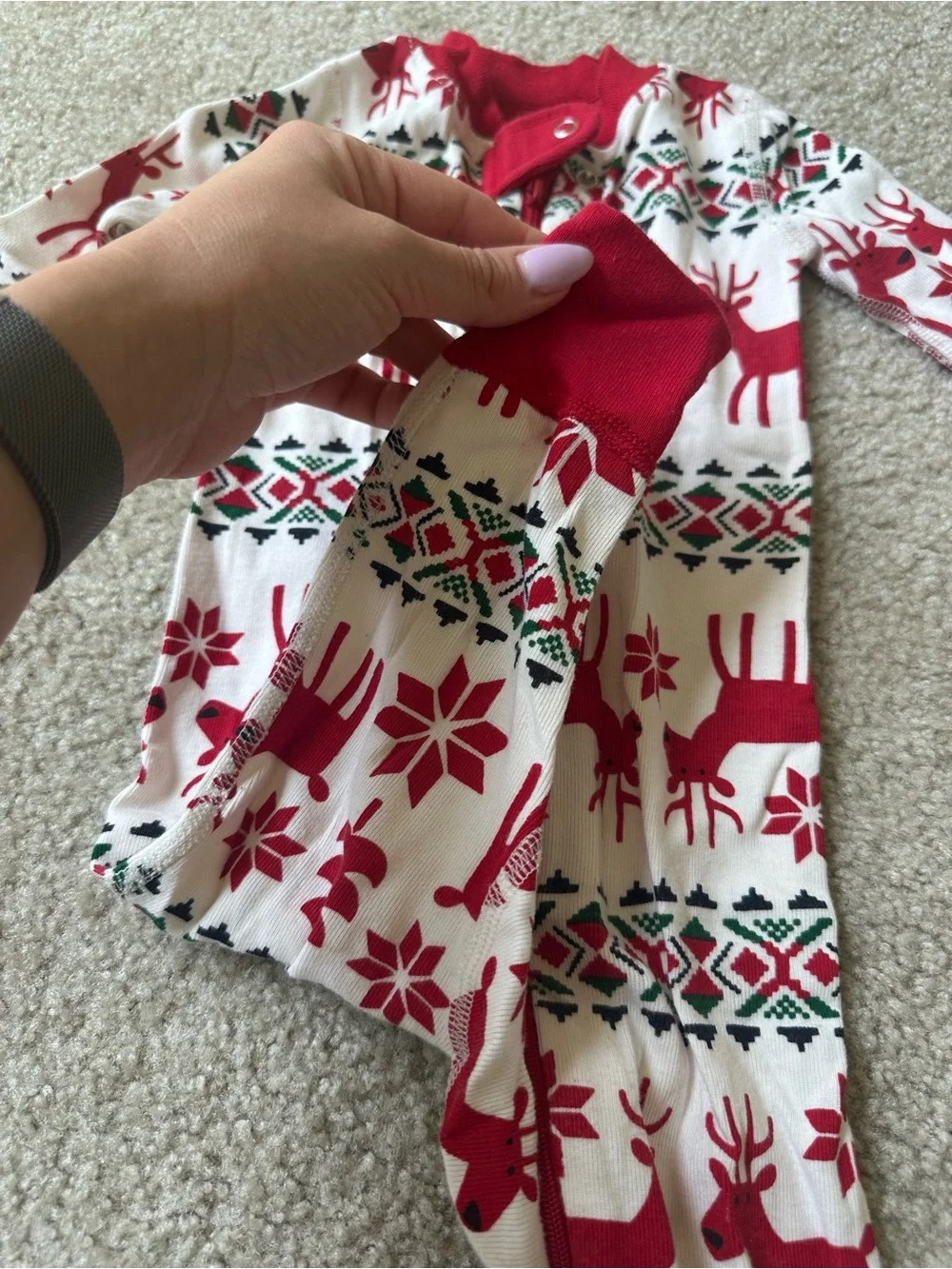 Hanna Andersson Organic Cotton Christmas Reindeer Zip Pajamas 6–12M Holiday
